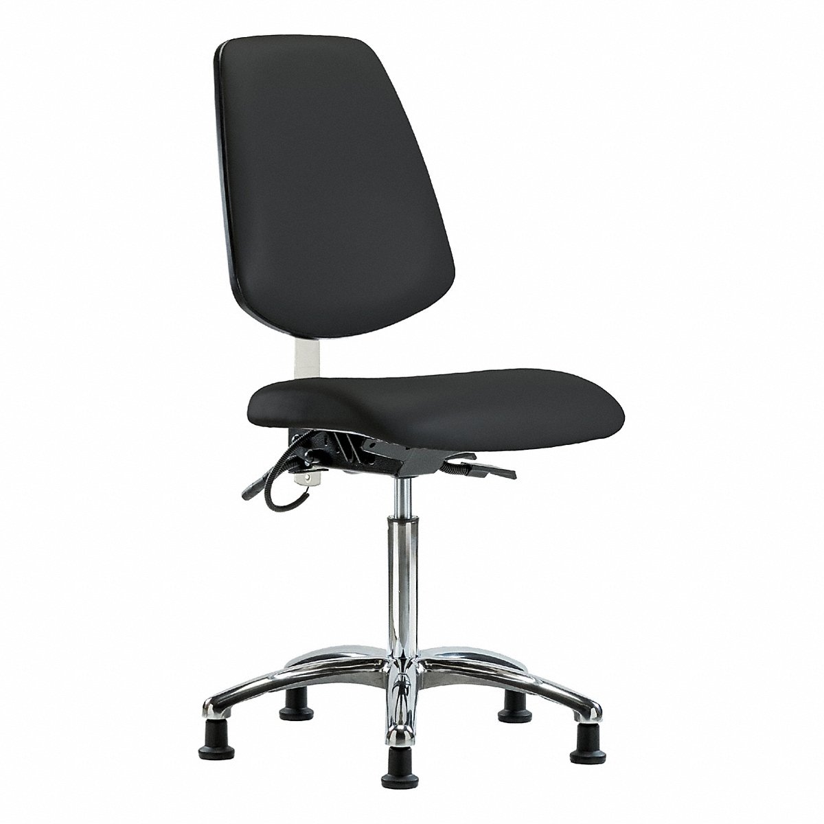 E-Com Seating ESD Vinyl Medium-Height Chair, Medium Back, Tilt, Stationary Glides, Black (BR-ESD-VMBCH-MB-CR-T1-A0-NF-EG-ESDBLK)