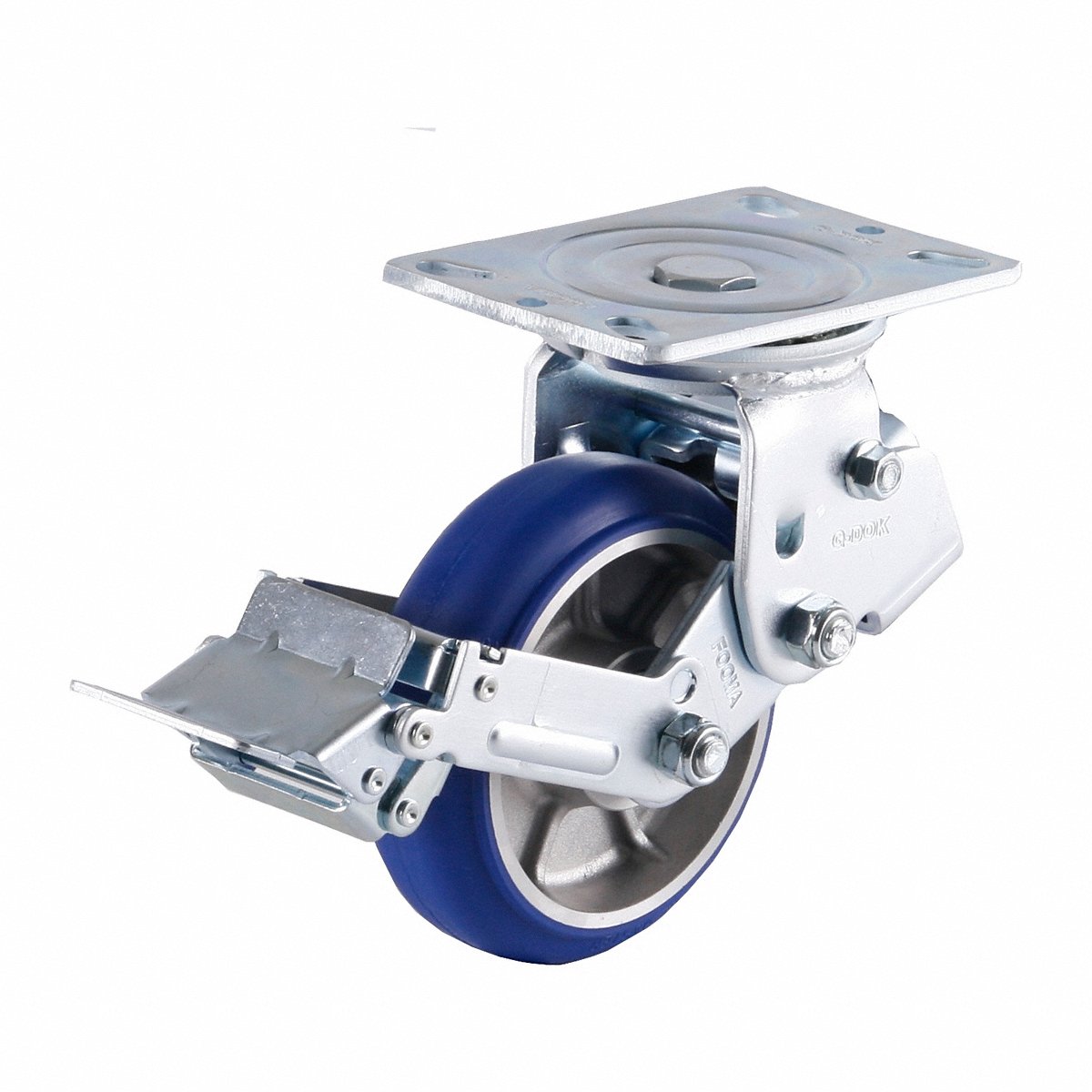 Foot Master Plate Caster, Swivel, Polyurethane, 253Mm H (GDSP-200BSF-MUD)