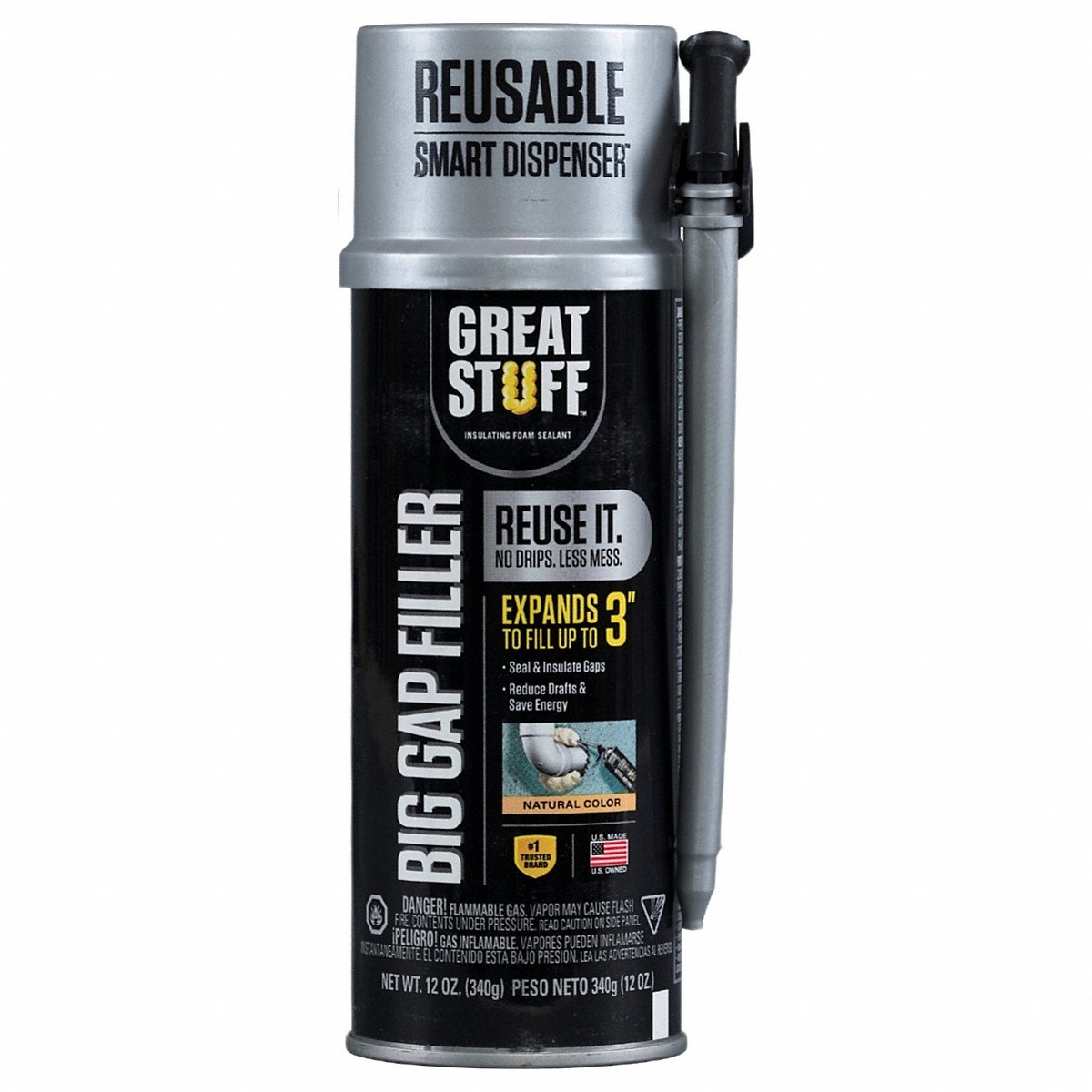Great Stuff Spray Foam Sealant, Cream, 12 Oz (00157906)