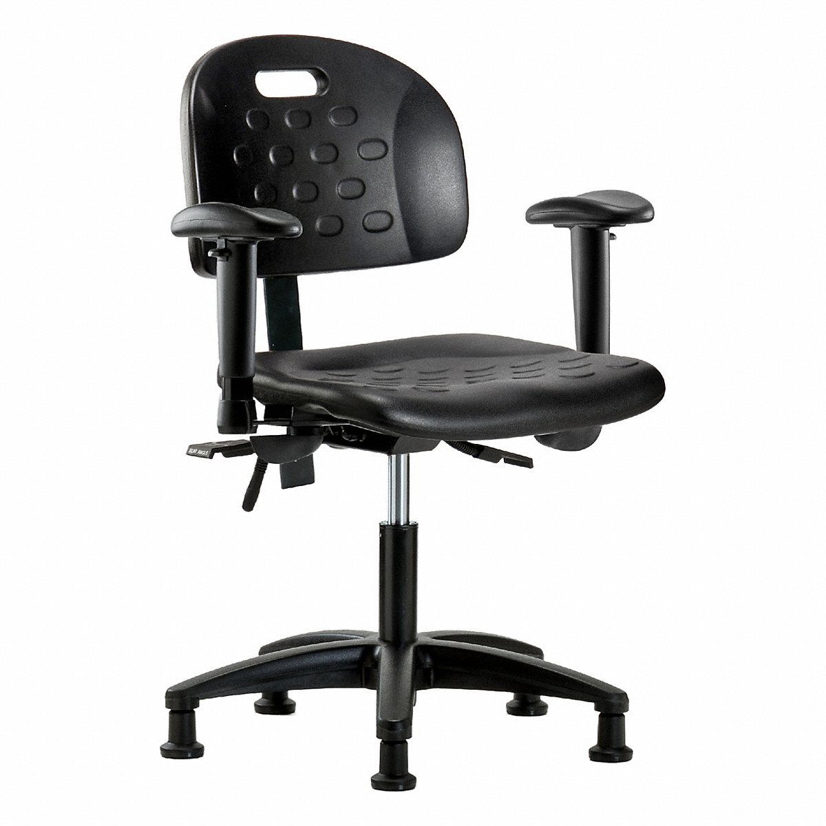 E Com Seating Poly Chair, Low, Tilt, Aa, Glides, Black (BR-HPDHCH-RG-T1-A1-RG-BLK)