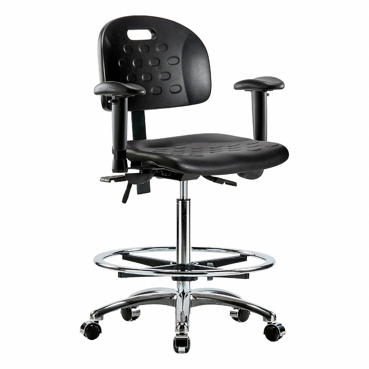 E Com Seating Poly Chr Chrm, Hi, T, Aa, Fr, Cast, Blk (BR-HPHBCH-CR-T1-A1-CF-CC-BLK)