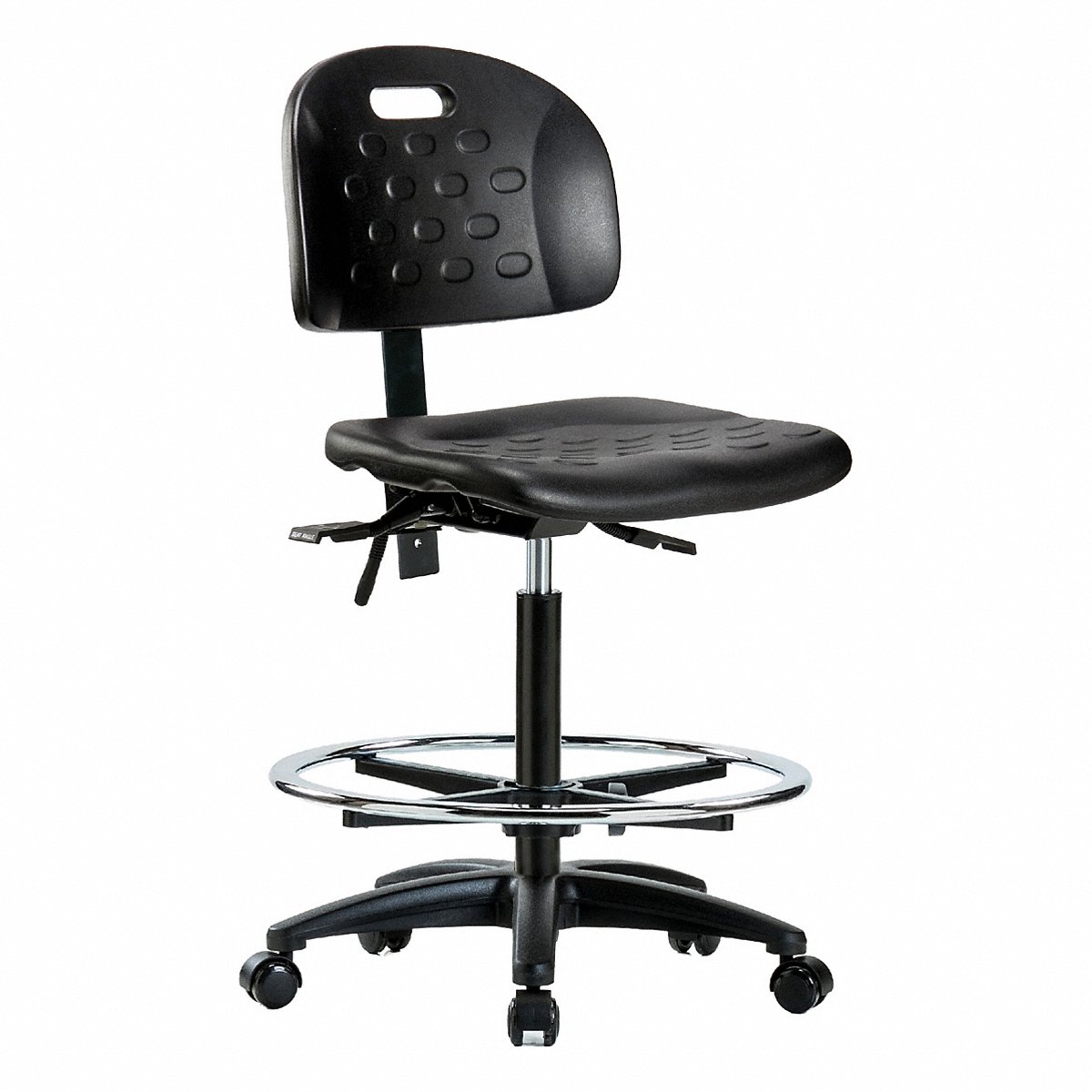E Com Seating Poly Chair, High, Fr, Casters, Black (BR-HPHBCH-RG-T0-A0-CF-RC-BLK)