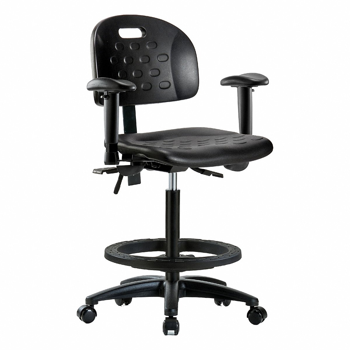 E Com Seating Poly Chair, High, Aa, Fr, Casters, Black (BR-HPHBCH-RG-T0-A1-BF-RC-BLK)