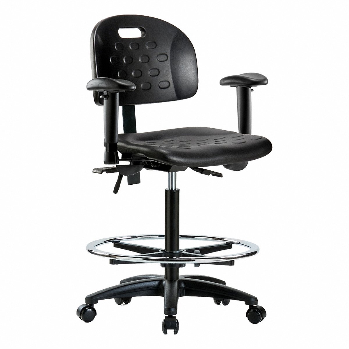 E Com Seating Poly Chair, High, Aa, Fr, Casters, Black (BR-HPHBCH-RG-T0-A1-CF-RC-BLK)