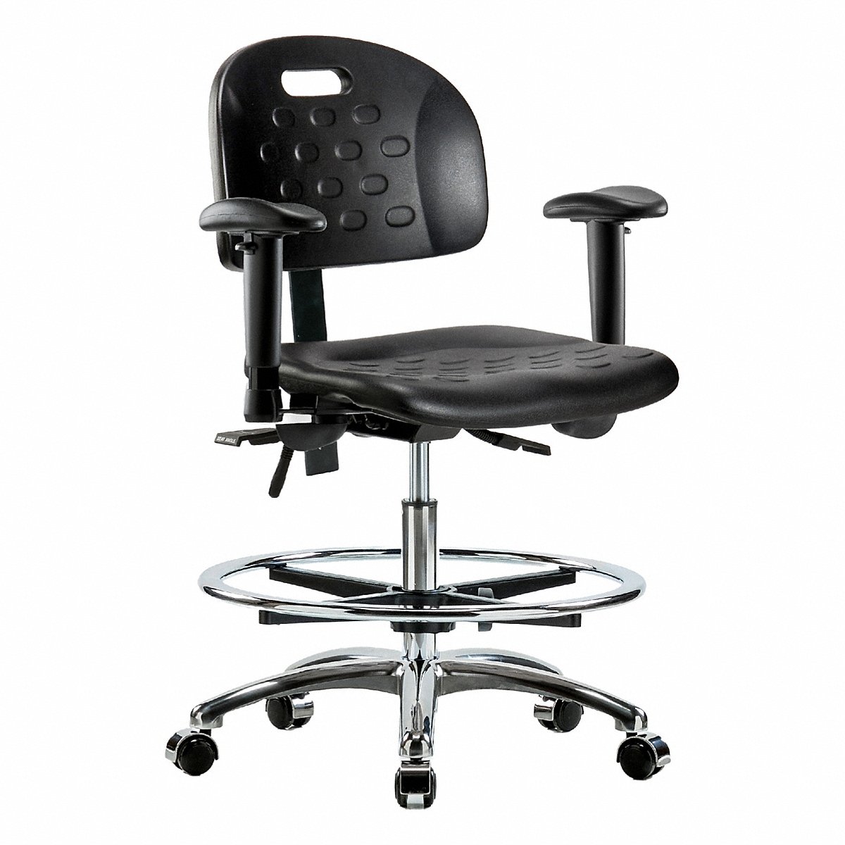 E Com Seating Poly Chr Chrm, Med, T, Aa, Fr, Cast, Blk (BR-HPMBCH-CR-T1-A1-CF-CC-BLK)
