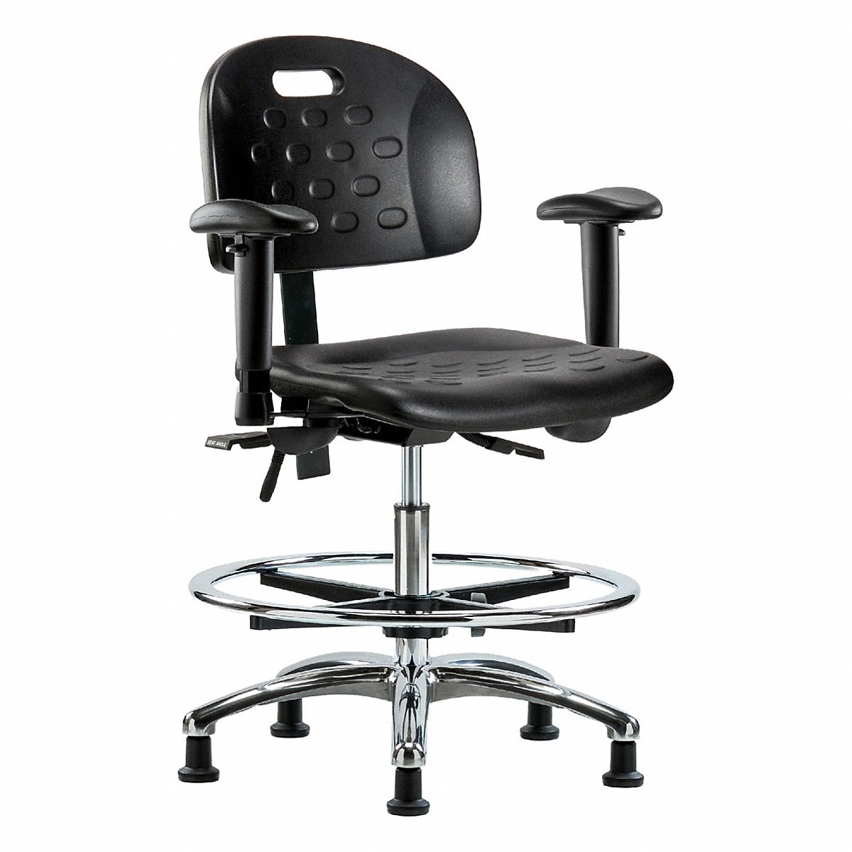 E Com Seating Poly Chr Chrm, Med, T, Aa, Fr, Stat, Blk (BR-HPMBCH-CR-T1-A1-CF-RG-BLK)