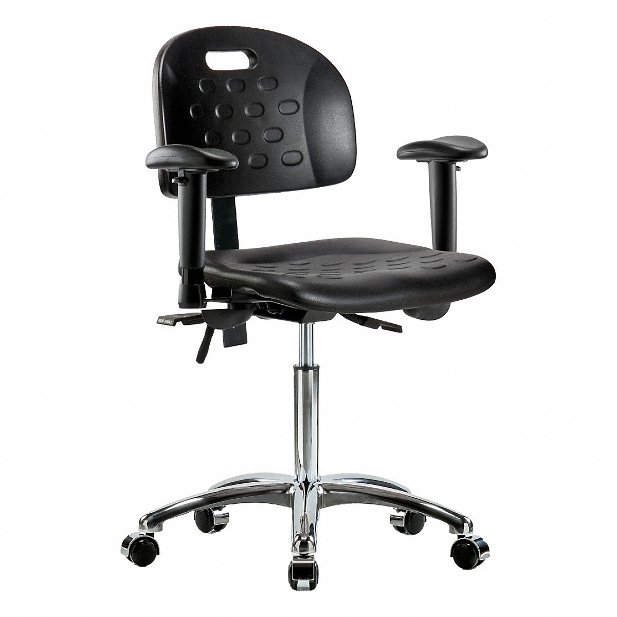 E Com Seating Poly Chr Chrm, Med, Tilt, Aa, Cast, Blk (BR-HPMBCH-CR-T1-A1-NF-CC-BLK)