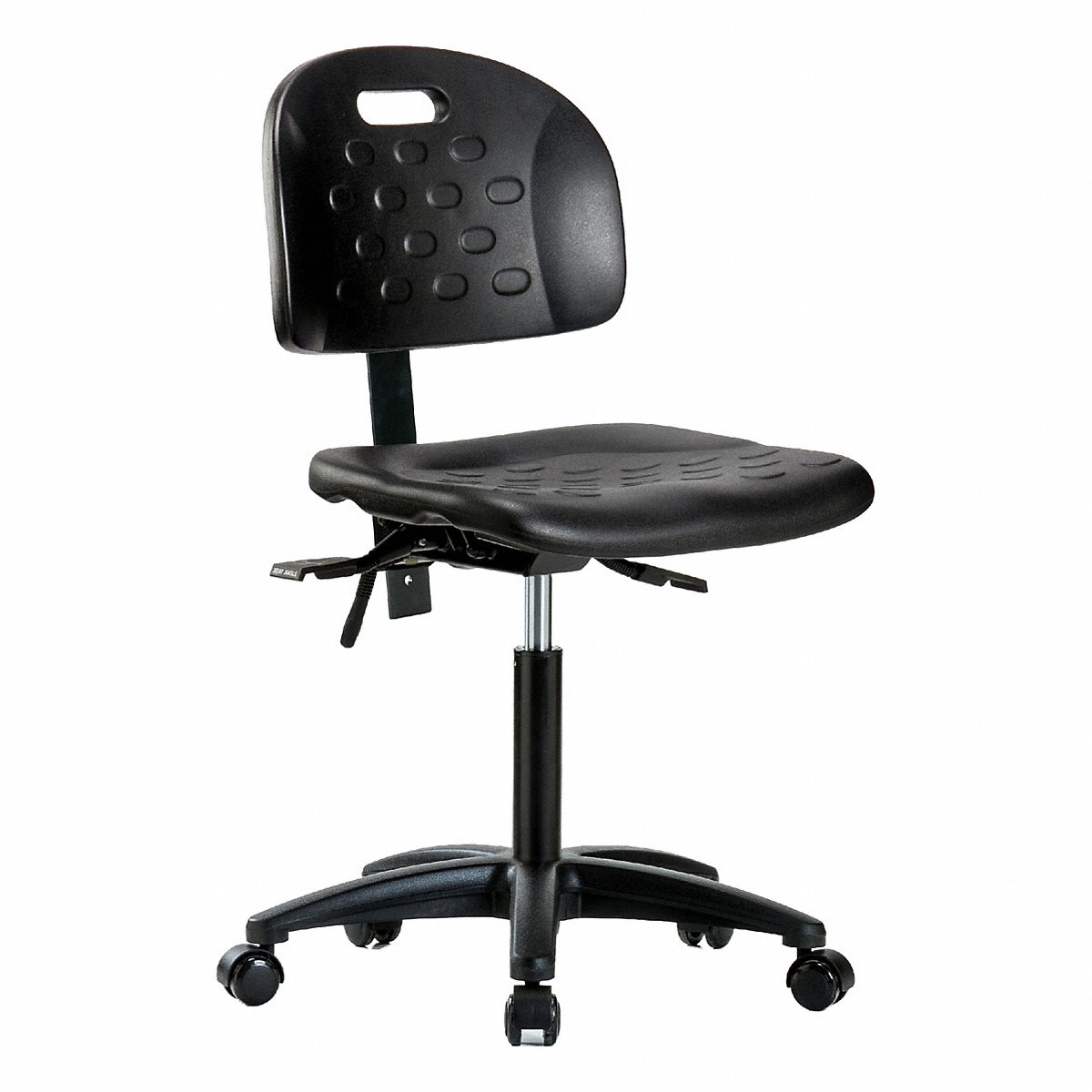 E Com Seating Poly Chair, Med, Tilt, Casters, Black (BR-HPMBCH-RG-T1-A0-NF-RC-BLK)