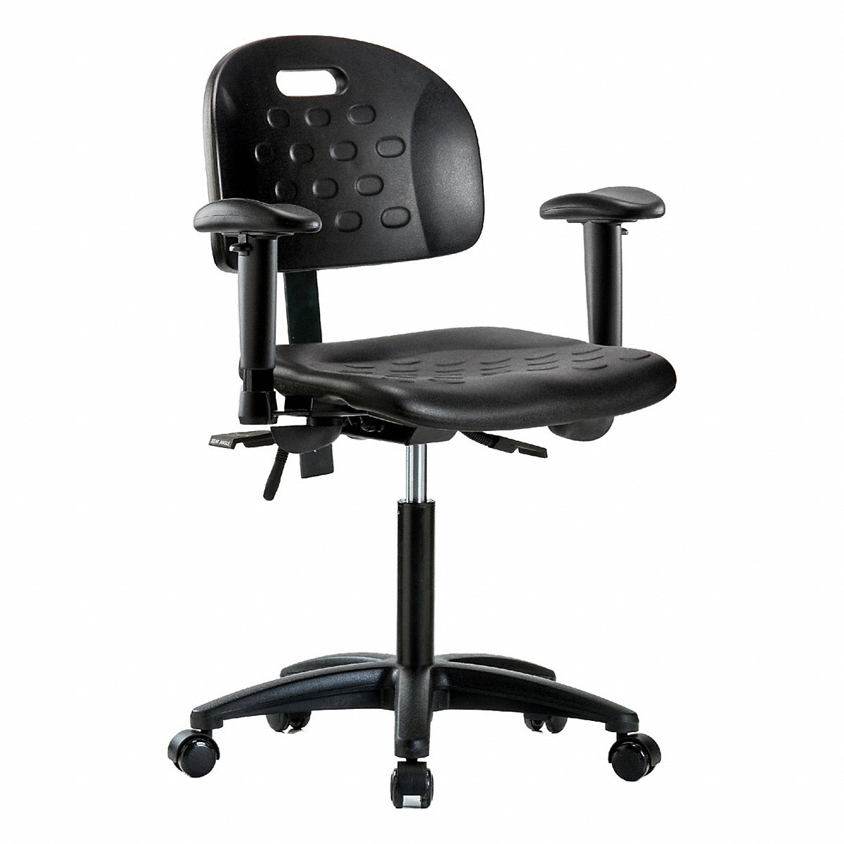 E Com Seating Poly Chair, Med, Tilt, Aa, Cast, Black (BR-HPMBCH-RG-T1-A1-NF-RC-BLK)