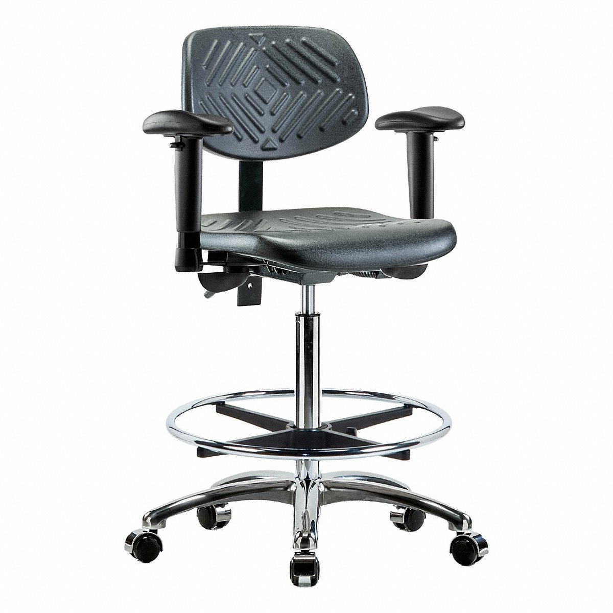 E Com Seating Poly Chr Chrm, High, Aa, Fr, Cast, Blk (BR-PHBCH-CR-T0-A1-CF-CC-BLK)
