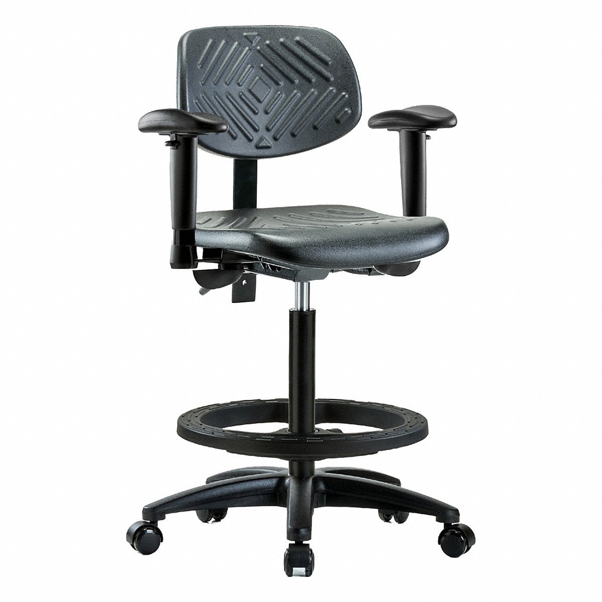 E Com Seating Poly Chair, Hi, Tilt, Aa, Fr, Cast, Blk (BR-PHBCH-RG-T1-A1-BF-RC-BLK)