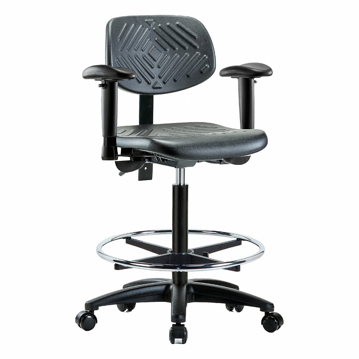 E Com Seating Poly Chair, Hi, Tilt, Aa, Fr, Cast, Blk (BR-PHBCH-RG-T1-A1-CF-RC-BLK)