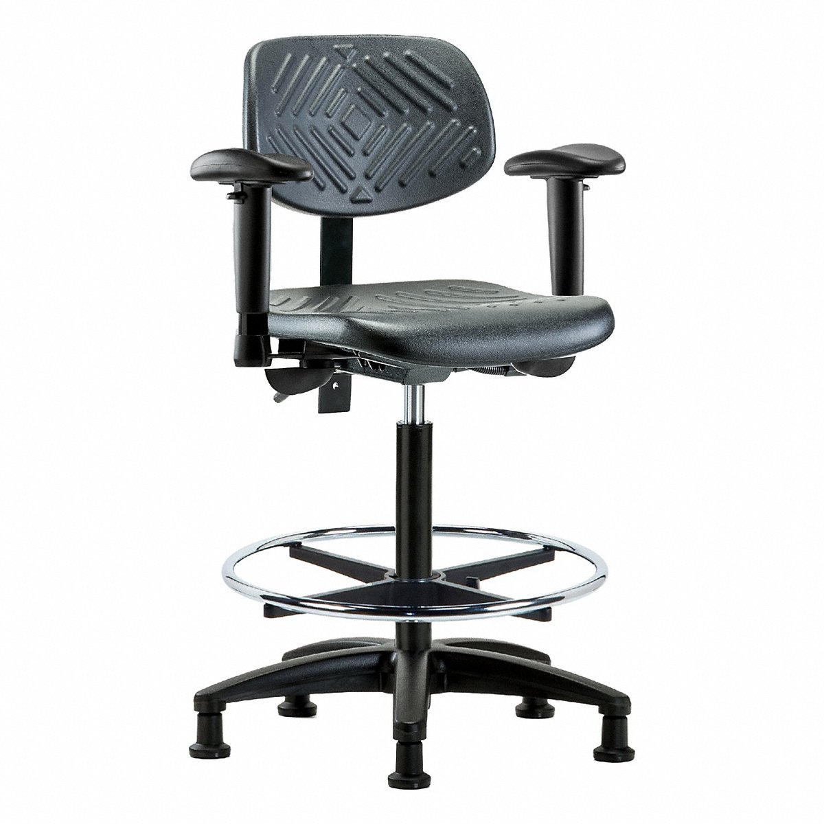 E Com Seating Poly Chair, High, Aa, Fr, Glides, Black (BR-PHBCH-RG-T0-A1-CF-RG-BLK)