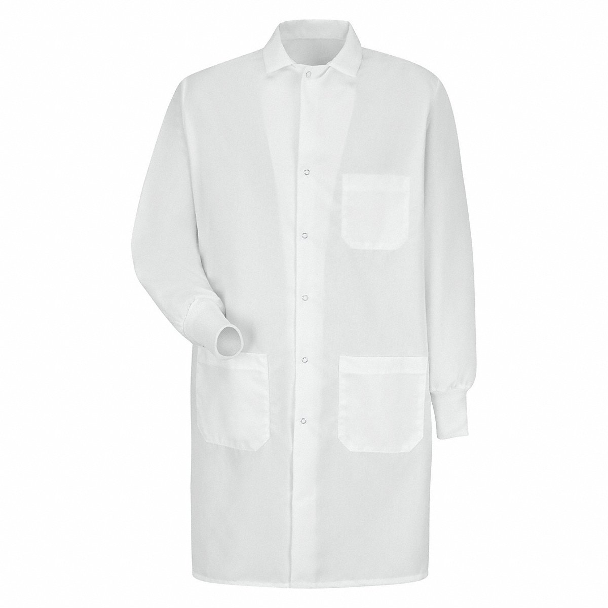 Red Kap Lab Coat, L, White, Cotton Poplin/Polyester (KP72WH RG L)
