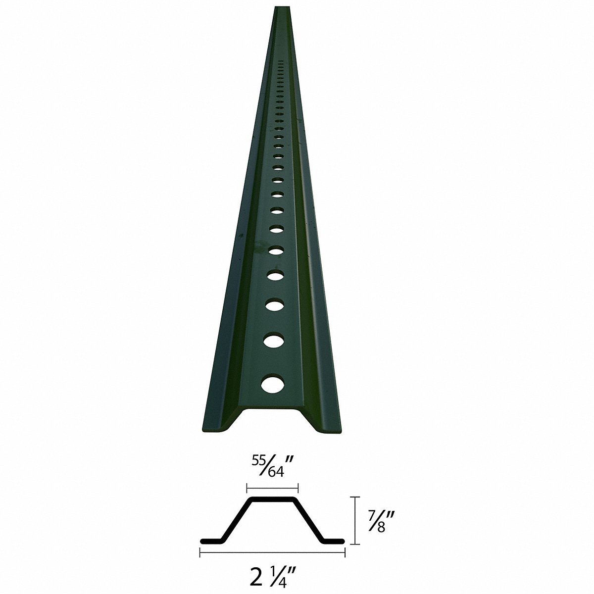 Tapco Sign Post, Green, Steel, 7 Ft L, 7 ft (054-00010)