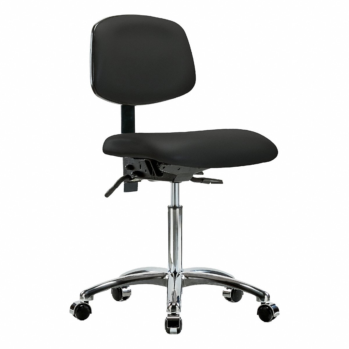 E Com Seating Vinyl Chair Chrome, Med, Casters, Black (BR-VMBCH-CR-T0-A0-NF-CC-8540)