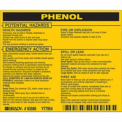 Chemical Label 3-3/4inHx4-1/2inW PK25