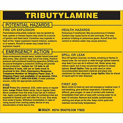 Chemical Label 3-3/4inHx4-1/2inW PK25