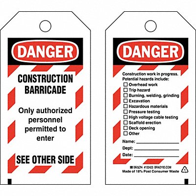 Caution Tag 5-3/4in. H x 3in. W Pe PK25