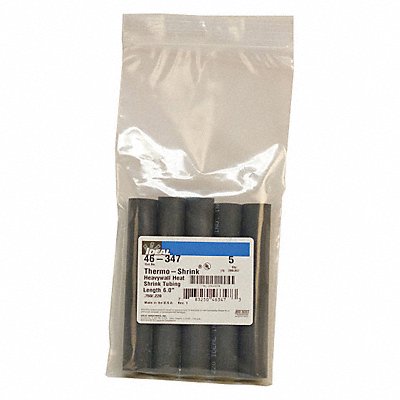 Shrink Tubing 0.75in ID Black 6in PK5