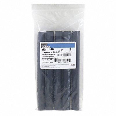 Shrink Tubing 0.75in ID Black 9in PK5