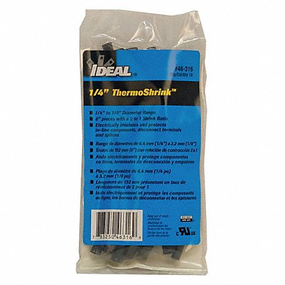 Shrink Tubing 0.268in ID Black 6in PK10