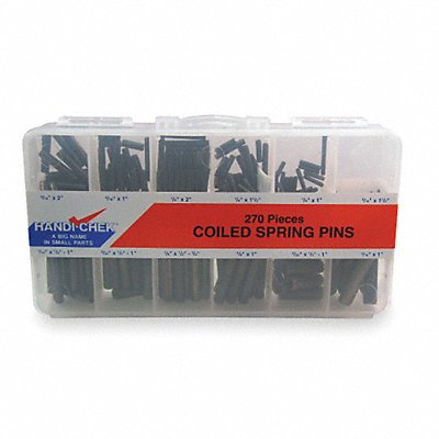 Coiled Spring Pin Asst Std Plain 270 PC