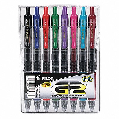 Gel Pen Retractable Fine Assorted PK8