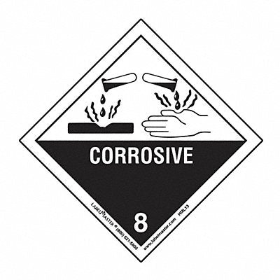 Corrosive Label 100mmx100mm Polyprop 500