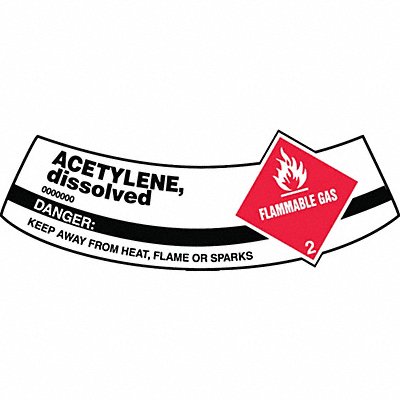 Cylinder Label 5-1/4x2 In. Acetylene