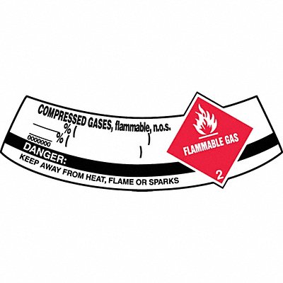 Cylinder Label 5-1/4 x 2 Compressed Gas