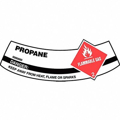 Cylinder Label Vinyl 5-1/4 x2 In Propane