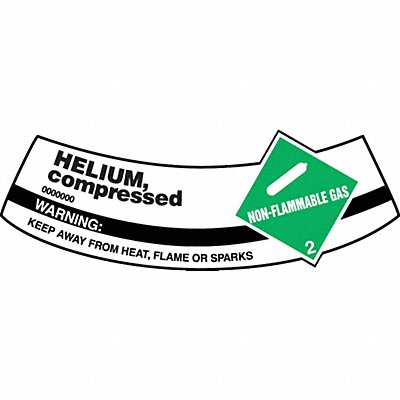 Cylinder Label Vinyl 5-1/4 x 2 In Helium