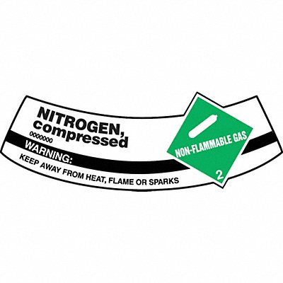 Cylinder Label Vinyl 5-1/4x2 In Nitrogen