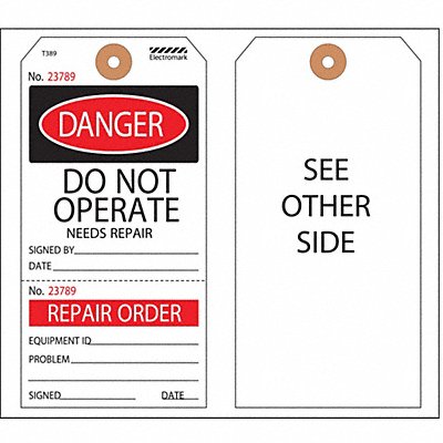 Danger Tag 5-3/4 x 2-7/8 In PK100