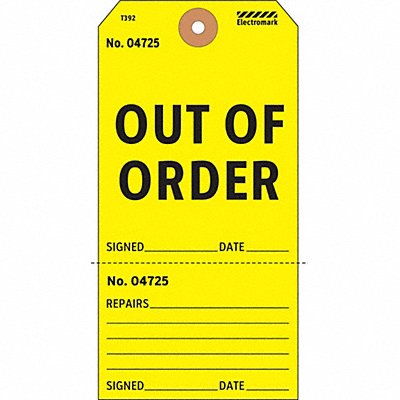 Danger Tag 5-3/4 x 2-7/8 In Bk/Yel PK100