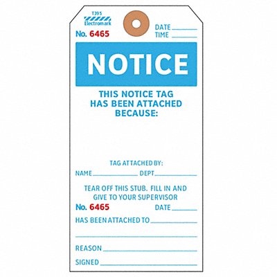 Notice Tag 5-3/4 x 2-7/8 In Bl/Wht PK100