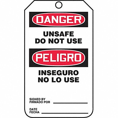 Danger Bilingual Tag Bk and R/Wht PK5