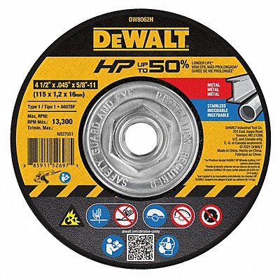 Abrasive Cut-Off Wheel 0.045 Thick (DW8062H)