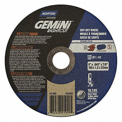 Abrasive Cut-Off Wheel Type 41 6 dia. (66252841999)