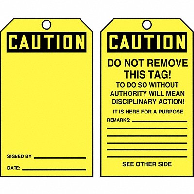 Caution Tag By The Roll 6-1/4 x 3 PK250