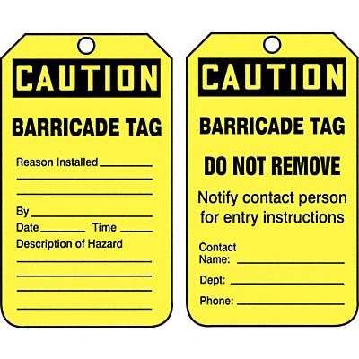 Caution Tag 5-3/4 x 3-1/4 PK25