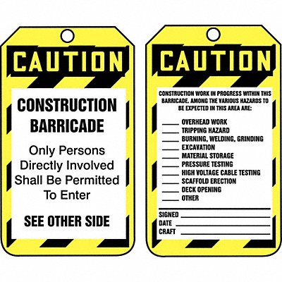 Caution Tag 5-3/4 x 3-1/4 PK25