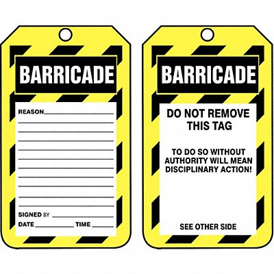Barricade Tag 5-3/4 x 3-1/4 PK25