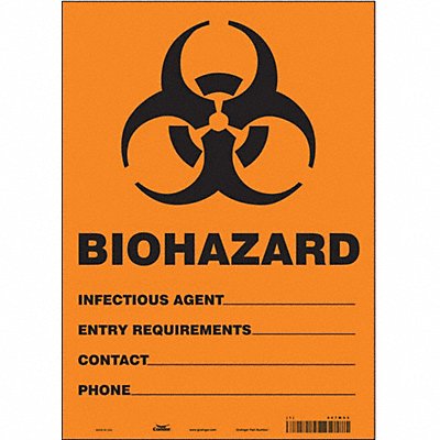 Biohazard Sign 10 W 14 H 0.004 Thick