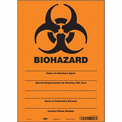 Biohazard Sign 10 W 14 H 0.004 Thick