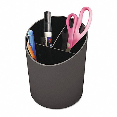 Pencil Cup Black Plastic 3 Compartments