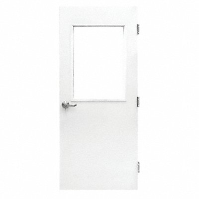 Door with Glass Steel 84Hx36W White