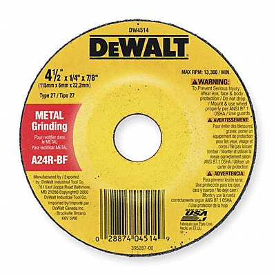 Depressed Ctr Whl T27 4.5x1/4x7/8 AO PK5