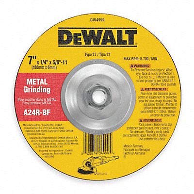 Depressed Ctr Whl T27 4.5x1/4x5/8-11 AO